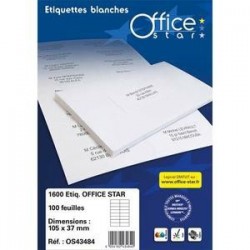 Boîte 1000 Etiquettes adhésives Blanches - 105X57mm - OS43425 - OFFICE STAR