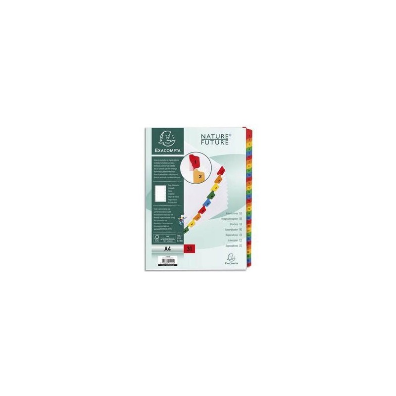 Jeu intercal/31 Touches 1 -31 - A4 - 170g - EXACOMPTA Jeu intercal/31 Touches 1 -31 - A4 - 170g - EXACOMPTA