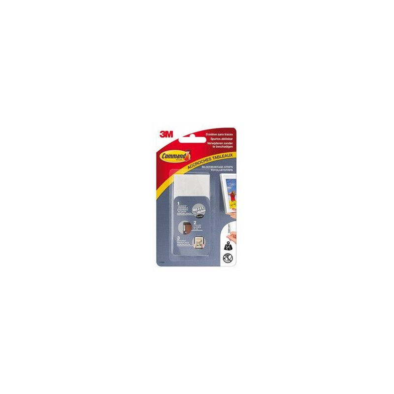 POST-IT Blister de 8 Laguettes de fixation Command(TM) pour tableau, Grand modèle blanc Poids max 7,2 Kg POST-IT Blister de 8 Laguettes de fixation Command(TM) pour tableau, Grand modèle blanc Poids max 7,2 Kg