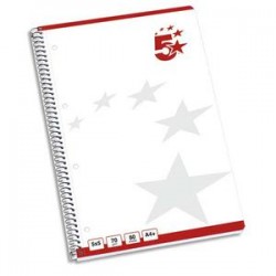 5 ETOILES Cahier spiralé 160 pages 70g 5x5 A4+. Feuille détachable perforée. Couverture papier