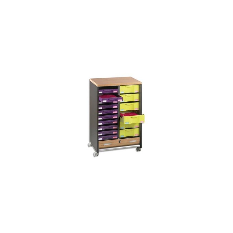 SIMMOB Desserte mobile Multiclass grise 2 colonnes L60 x H85 x P46 cm SIMMOB Desserte mobile Multiclass grise 2 colonnes L60 x H85 x P46 cm