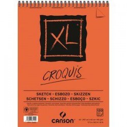 CANSON Bloc spiralé de 120 feuilles de papier dessin CROQUIS XL 90g A3