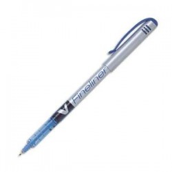 PILOT Stylo feutre pointe fine baguée métal encre liquide bleue corps plastique V-FINELINER