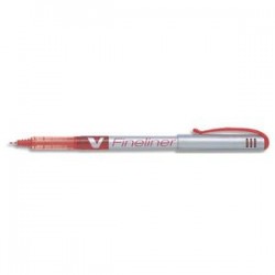 PILOT Stylo feutre pointe fine baguée métal encre liquide rouge corps plastique V-FINELINER