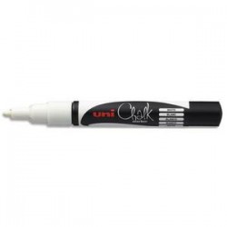 UNIBALL Marqueur craie Chalkmarker, pointe ogive fine, pour les tableaux noirs, menus coloris blanc