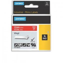 DYMO Ruban Rhino 12 mm vinyl blanc sur rouge 1805416