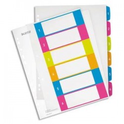 LEITZ Intercalaires numérique imprimables WOW 6 touches, format A4+, en polypro translucide assortis