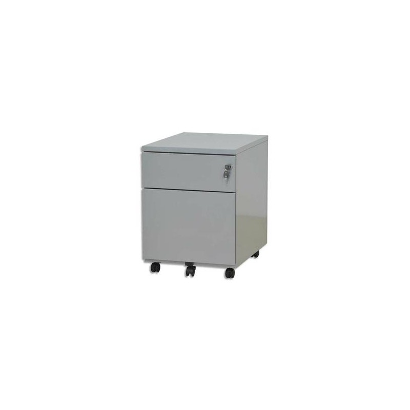 VINCO Caisson mobile 2 tiroirs dont 1 pour dossiers suspendus L41,7 x H56,5 x P54,1 cm gris perle VINCO Caisson mobile 2 tiroirs dont 1 pour dossiers suspendus L41,7 x H56,5 x P54,1 cm gris perle