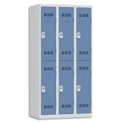 VINCO Vestiaire 2 Cases + 3 Colonnes - Dimensions : L90 x H180 x P50 cm gris perle bleu