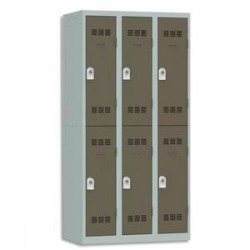 VINCO Vestiaire 2 Cases + 3 Colonnes - Dimensions : L90 x H180 x P50 cm gris perle basalte
