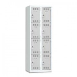 VINCO Vestiaire 4 Cases + 2 Colonnes - Dimensions : L60 x H180 x P50 cm gris perle