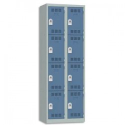 VINCO Vestiaire 4 Cases + 2 Colonnes - Dimensions : L60 x H180 x P50 cm gris perle bleu