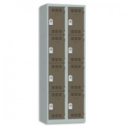 VINCO Vestiaire 4 Cases + 2 Colonnes - Dimensions : L60 x H180 x P50 cm gris perle basalte