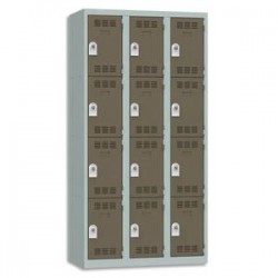 VINCO Vestiaire 4 Cases + 3 Colonnes - Dimensions : L90 x H180 x P50 cm gris perle basalte
