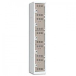 VINCO Vestiaire 5 Cases + 1 Colonne - Dimensions : L30 x H180 x P50 cm gris perle basalte