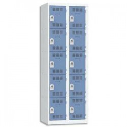 VINCO Vestiaire 5 Cases + 2 Colonnes - Dimensions : L60 x H180 x P50 cm gris perle bleu