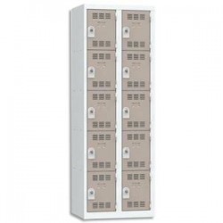VINCO Vestiaire 5 Cases + 2 Colonnes - Dimensions : L60 x H180 x P50 cm gris perle basalte