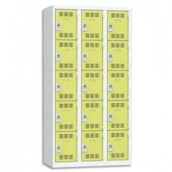 VINCO Vestiaire 5 Cases + 3 Colonnes - Dimensions : L90 x H180 x P50 cm gris perle anis