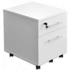 MT INTERNATIONAL Caisson mobile 2 tiroirs MT1 élégance coloris blanc - Dimensions : L42 x H54 x P50 cm