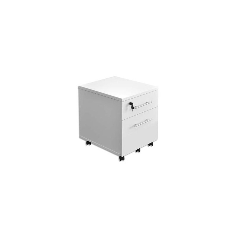 MT INTERNATIONAL Caisson mobile 2 tiroirs MT1 élégance coloris blanc - Dimensions : L42 x H54 x P50 cm MT INTERNATIONAL Caisson mobile 2 tiroirs MT1 élégance coloris blanc - Dimensions : L42 x H54 x P50 cm