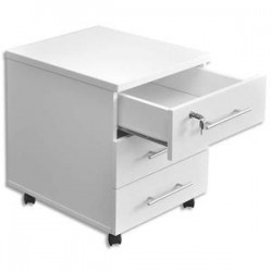MT INTERNATIONAL Caisson mobile 3 tiroirs MT1 élégance coloris blanc - Dimensions : L42 x H54 x P50 cm