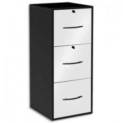 MT INTERNATIONAL Classeur mélaminé 3 tiroirs pour dossier suspendu nr, façade tiroir blanc 42x101x44 cm