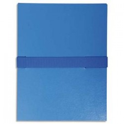 EXACOMPTA Chemise extensible en balacron. Rabat en pied, fermeture par sangle velcro. Coloris Bleu