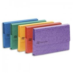 EXACOMPTA Boîte 25 chemises à poche en carte lustrée 225g. Pour format A3 . Coloris assortis vifs
