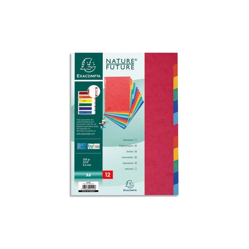 EXACOMPTA Jeu d'intercalaires 12 positions en carte lustrée 5/10e format A4 400g EXACOMPTA Jeu d'intercalaires 12 positions en carte lustrée 5/10e format A4 400g