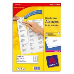 AVERY Boîte de 2100 étiquettes laser blanc 63,5X38,1mm L7160-100