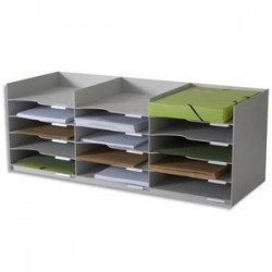 PAPERFLOW Bloc classeur 3 x 5 cases gris pour doc A4 Capacité 500 feuilles - Dim. L85,7 x H32,3 x P33 cm