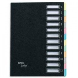 EMEY Trieur EMEY JUNIOR en carte avec système clip, 12 compartiments. Coloris noir.