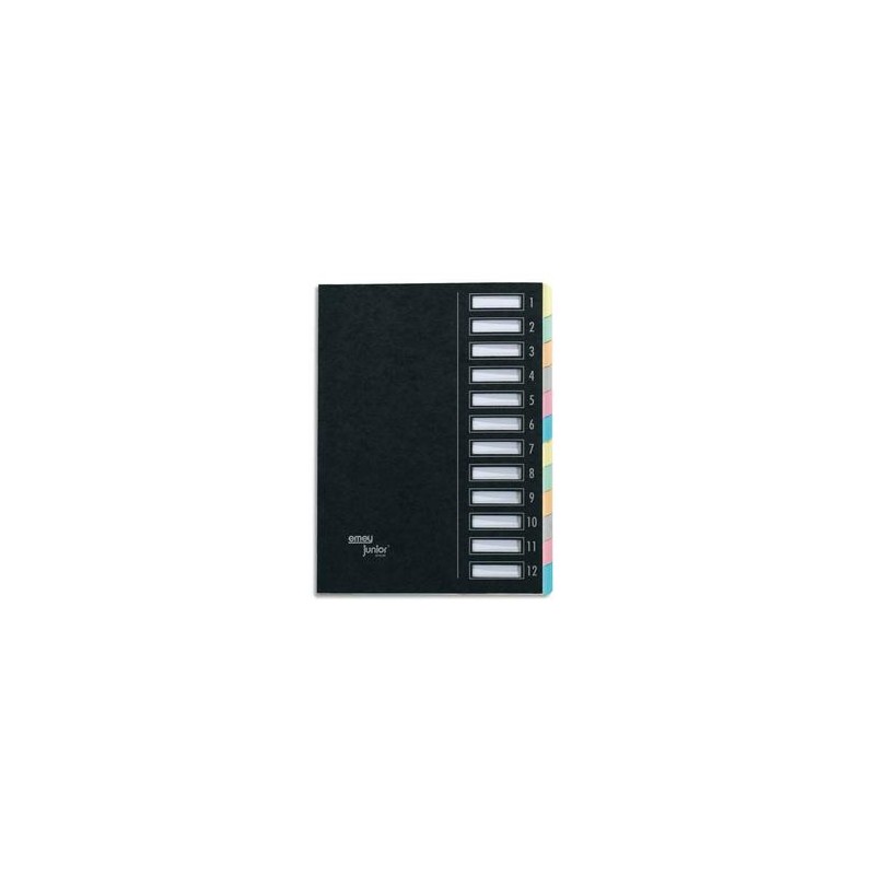 EMEY Trieur EMEY JUNIOR en carte avec système clip, 12 compartiments. Coloris noir. EMEY Trieur EMEY JUNIOR en carte avec système clip, 12 compartiments. Coloris noir.