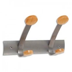 ALBA Doubles patères et crochets embouts en bois jusqu'à 20kg L30 x H15,6 x P9,36 cm gris aluminium