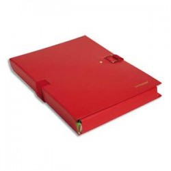 EXACOMPTA Chemise extensible Extensor, grand rabat en pied, balacolor rouge finition imitation cuir