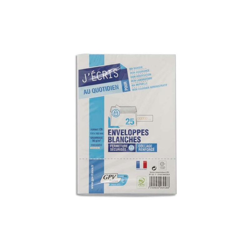 GPV Paquet de 25 enveloppes auto-adhésives 90 grammes Cod Express format 114x162 mm GPV Paquet de 25 enveloppes auto-adhésives 90 grammes Cod Express format 114x162 mm