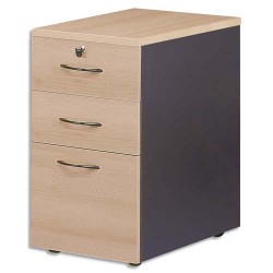 MT INTERNATIONAL Caisson 3 tiroirs hauteur bureau MT3 Confort hêtre anthracite L43 x H74 x P60 cm
