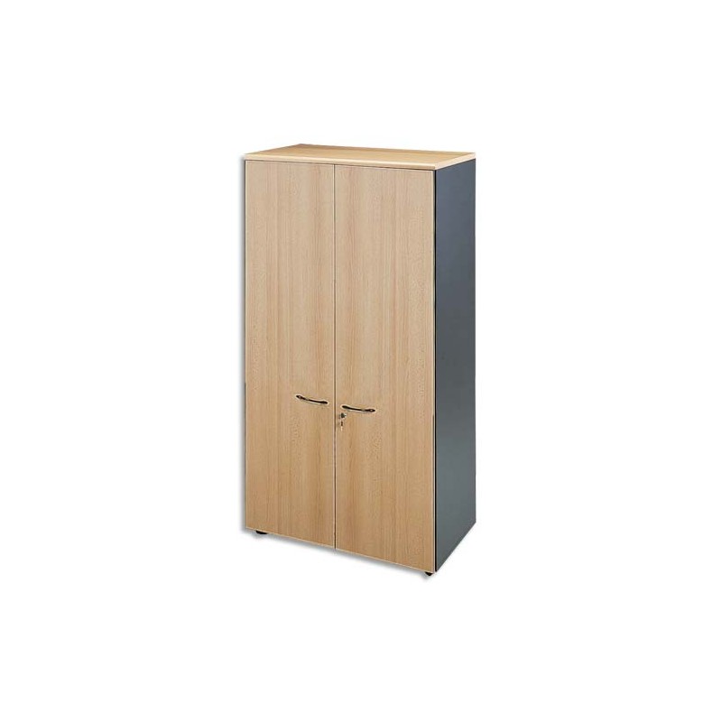 MT INTERNATIONAL Armoire haute portes pleines 1 tab. fixe+3 amovibles hêtre antharcite L90x H180x P48 cm MT INTERNATIONAL Armoire haute portes pleines 1 tab. fixe+3 amovibles hêtre antharcite L90x H180x P48 cm