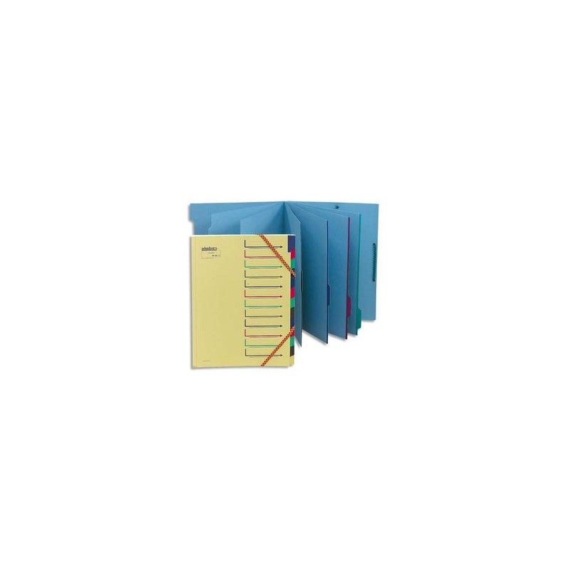 EXTENDOS Trieur 12 compartiments canari, en carte forte avec élastique de fermeture EXTENDOS Trieur 12 compartiments canari, en carte forte avec élastique de fermeture