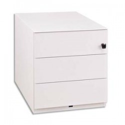 GAUTIER Caisson mobile métal laqué blanc, 2 tiroirs 1 plumier 5 roulettes SUNDAY 45x50x57cm