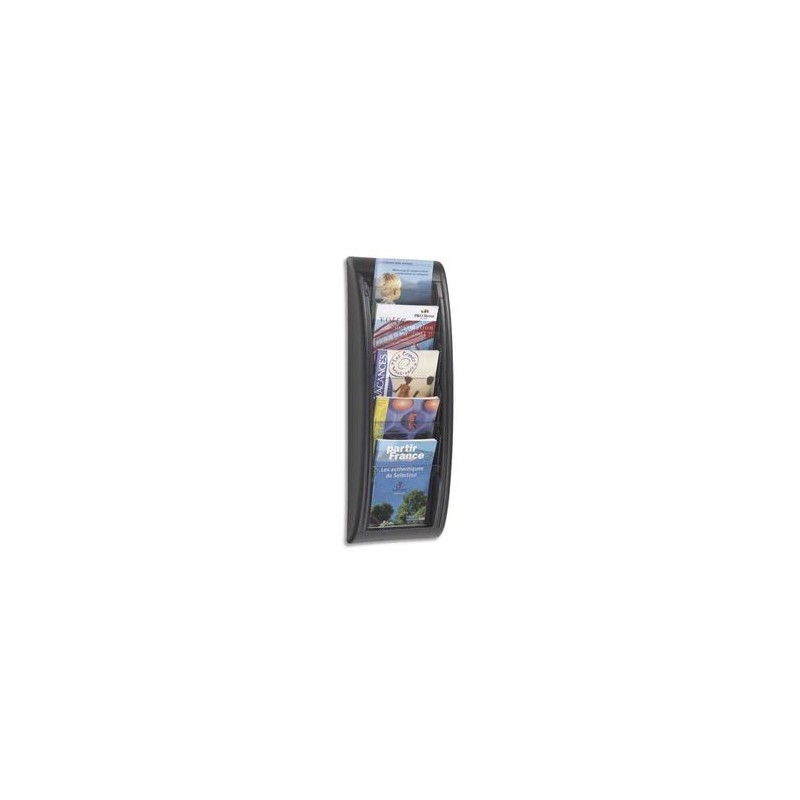 PAPERFLOW Présentoir mural Quick Fit System, 5 cases format A5 épaisseur 2 cm, L22,7 x H65 x P9,5 cm noir PAPERFLOW Présentoir mural Quick Fit System, 5 cases format A5 épaisseur 2 cm, L22,7 x H65 x P9,5 cm noir