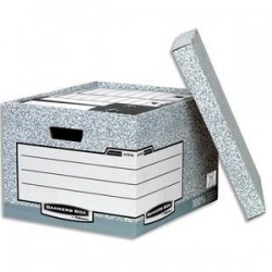 BANKERS BOX Caisse standard L33,3xh28,5xp39cm, montage automatique, carton recyclé gris/blanc