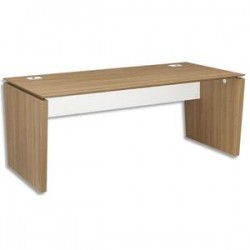 GAUTIER Bureau pieds panneaux + passe-câbles Xenon - Dimensions : L170 x H75 x P90 cm merisier Italien