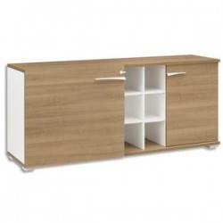 GAUTIER Crédence 2 portes 6 niches Xenon - Dimensions : L170 x H78 x P47 cm coloris merisier Italien
