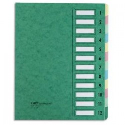 EMEY Trieur EMEY JUNIOR en carte avec système clip, 12 compartiments. Coloris vert.