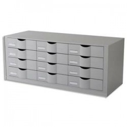 PAPERFLOW Bloc classeur à 12 tiroirs pour documents 24 x 32 cm - Dimensions L81,3 x H32,9 x P34,2 cm gris