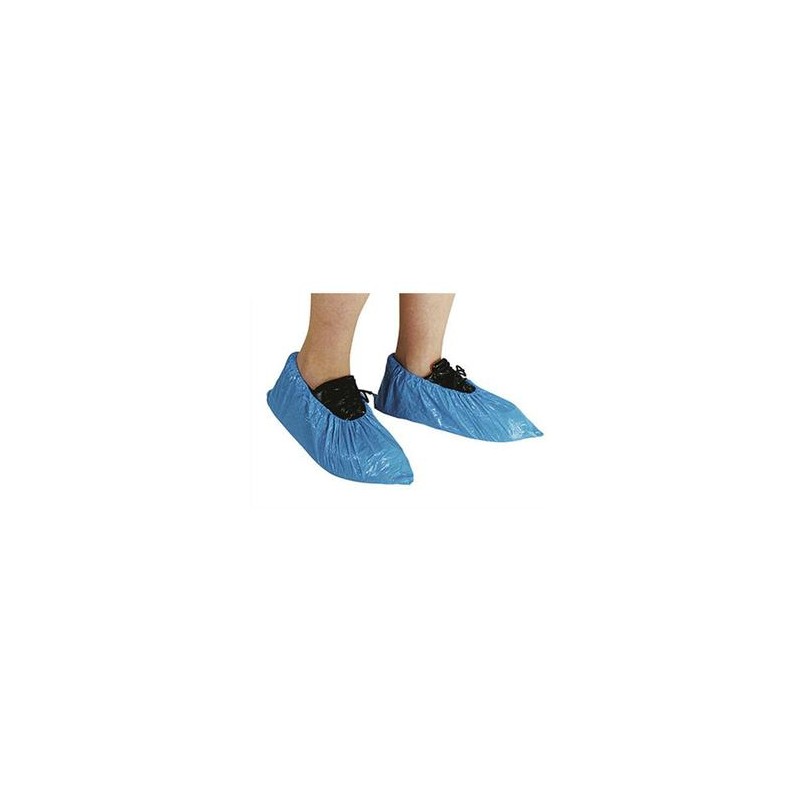 HYGIENE Lot de 100 Surchaussures en polyéthylène imperméables avec ourlet cheville taille unique bleues HYGIENE Lot de 100 Surchaussures en polyéthylène imperméables avec ourlet cheville taille unique bleues