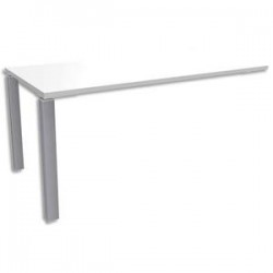 SIMMOB Bureau droit 2 pieds + raidisseur passe-câbles EXPRIM L160 x H72,5 x P80 cm Blanc perle aluminium