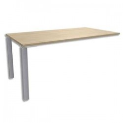 SIMMOB Bureau droit 2 pieds + raidisseur passe-câbles EXPRIM L160 x H72,5 x P80 cm Chêne clair aluminium