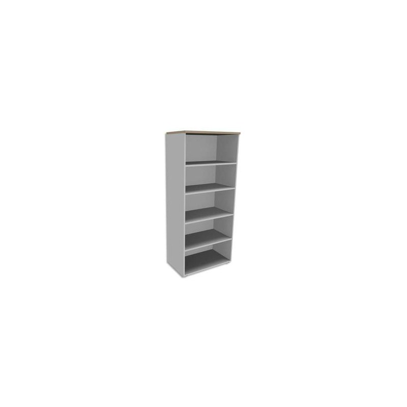 SIMMOB Armoire Haute 4 tablettes sans porte Blanc perle, top Chêne clair INEO - Dim : L80 x H180 x P47 cm SIMMOB Armoire Haute 4 tablettes sans porte Blanc perle, top Chêne clair INEO - Dim : L80 x H180 x P47 cm